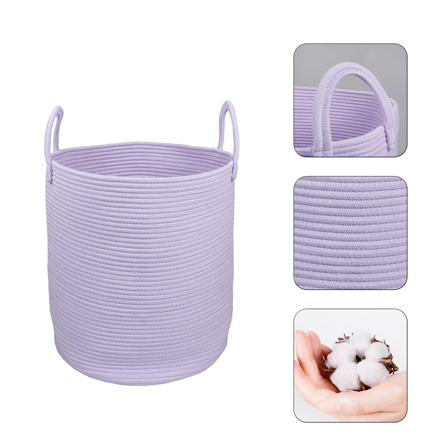 Xuanguo Rope Laundry Basket Hamper For Clothes Woven Storage Basket For Living Room Bedroom Boho Tall Rope Baskets For Blanket T