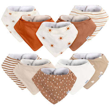 Gerber Baby Unisex Bandana Bibs 10-Pack, Multi Rust, One Size