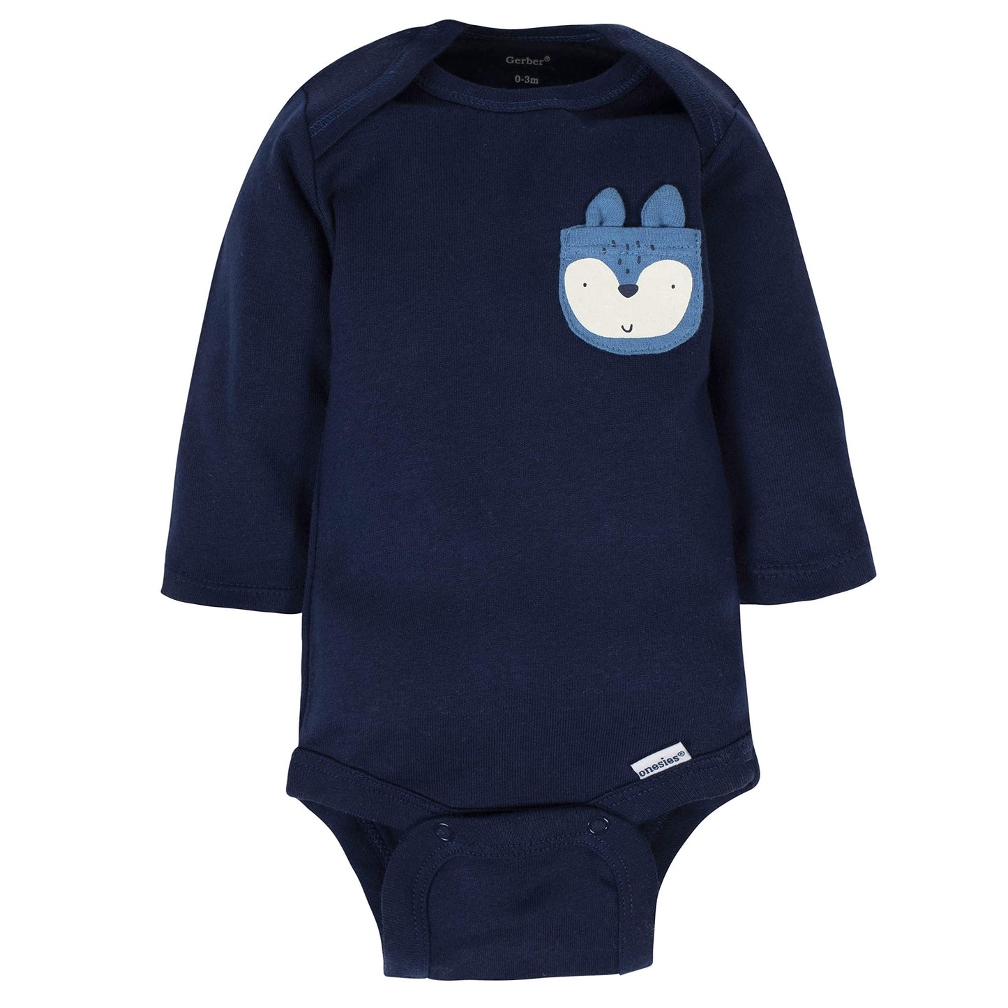 Gerber Baby Boys' 6-Pack Long-Sleeve Onesies Bodysuit, Fox, Newborn