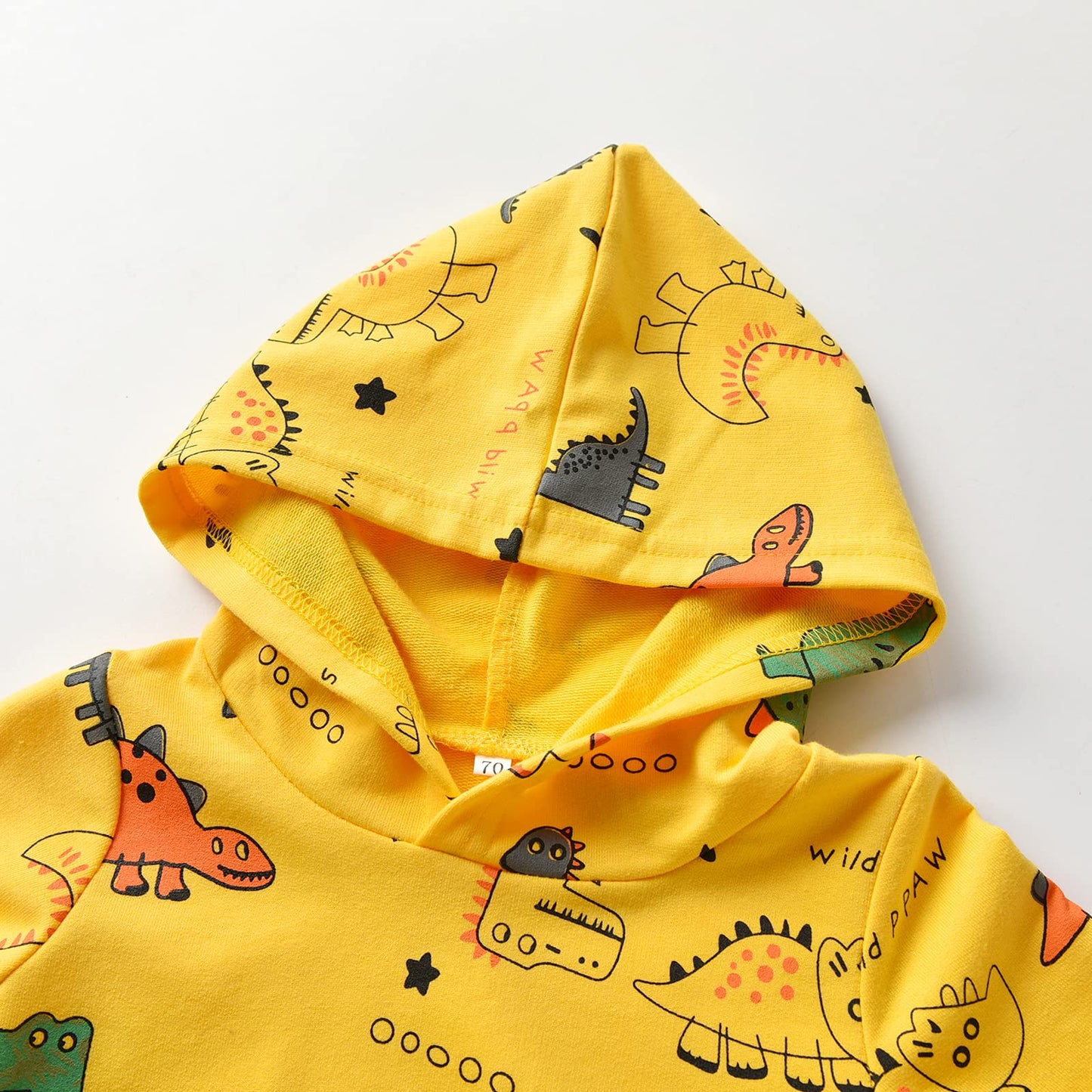 Infant Baby Boy Clothes Dinosaur Print Hoodie Tops + Pants Sweatsuit Outfits (18-24 Months) Yellow