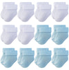 Rative Newborn Thick Terry Turn Cuff Socks For Baby Boys And Girls (0-3 Months, 6White+6Blue)