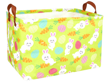 BOOHIT Large Easter Baskets for Kids Teen Boy Personalized Egg Hunting Baskets Baby Girl Fabric Empty Easter Gift Bakset ( Rabbi