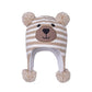 Langzhen Toddler Kids Infant Winter Hat,Earflap Knit Warm Cap Fleece Lined Beanie For Baby Boys Girls (Bear -Beige Stripe, 12-24