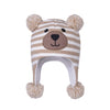 Langzhen Toddler Kids Infant Winter Hat,Earflap Knit Warm Cap Fleece Lined Beanie For Baby Boys Girls (Bear -Beige Stripe, 12-24
