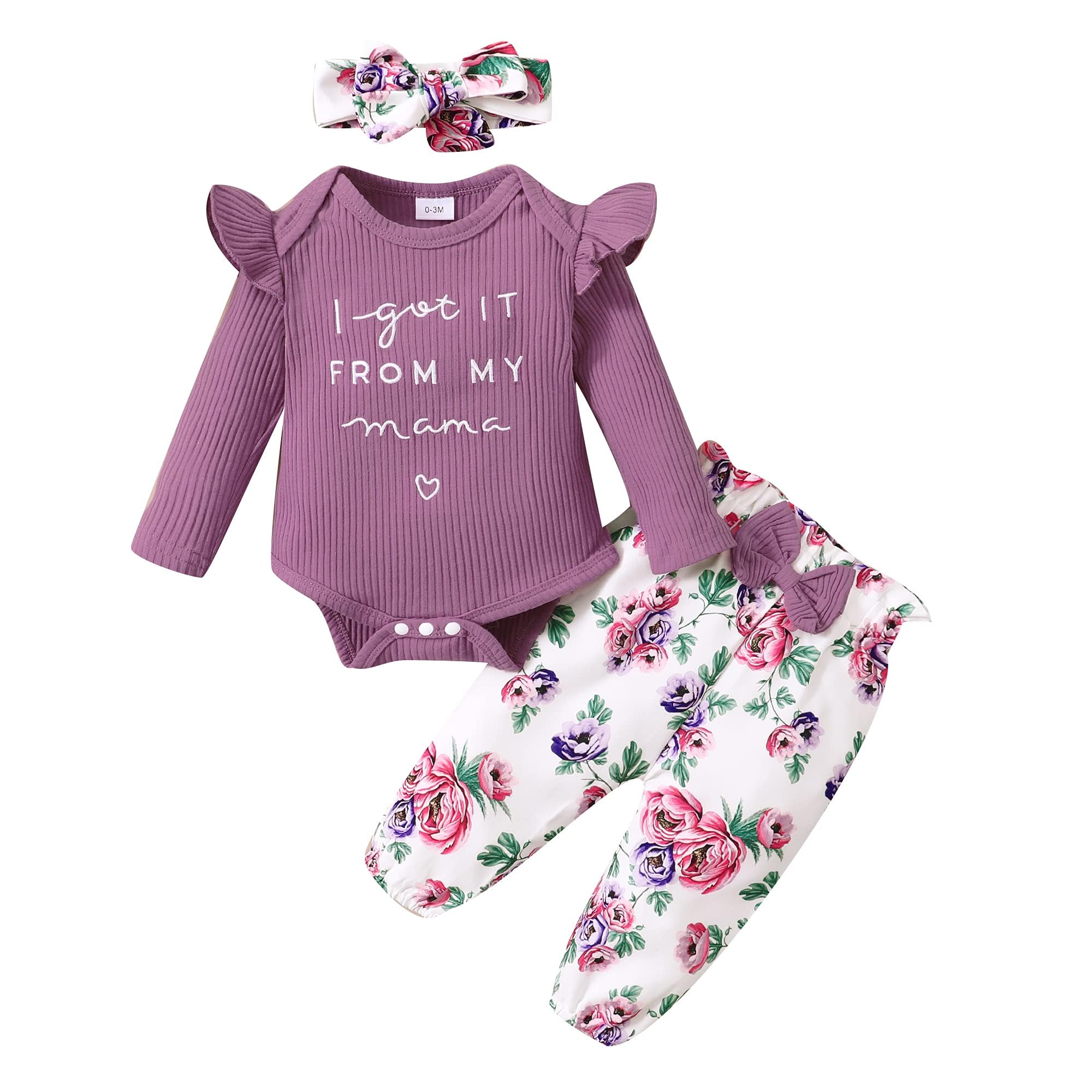 Olluisneo Toddler Baby Girl Clothes Infant Outfits Floral Long Sleeve Shirt Purp WBBAPB0983D6PTN