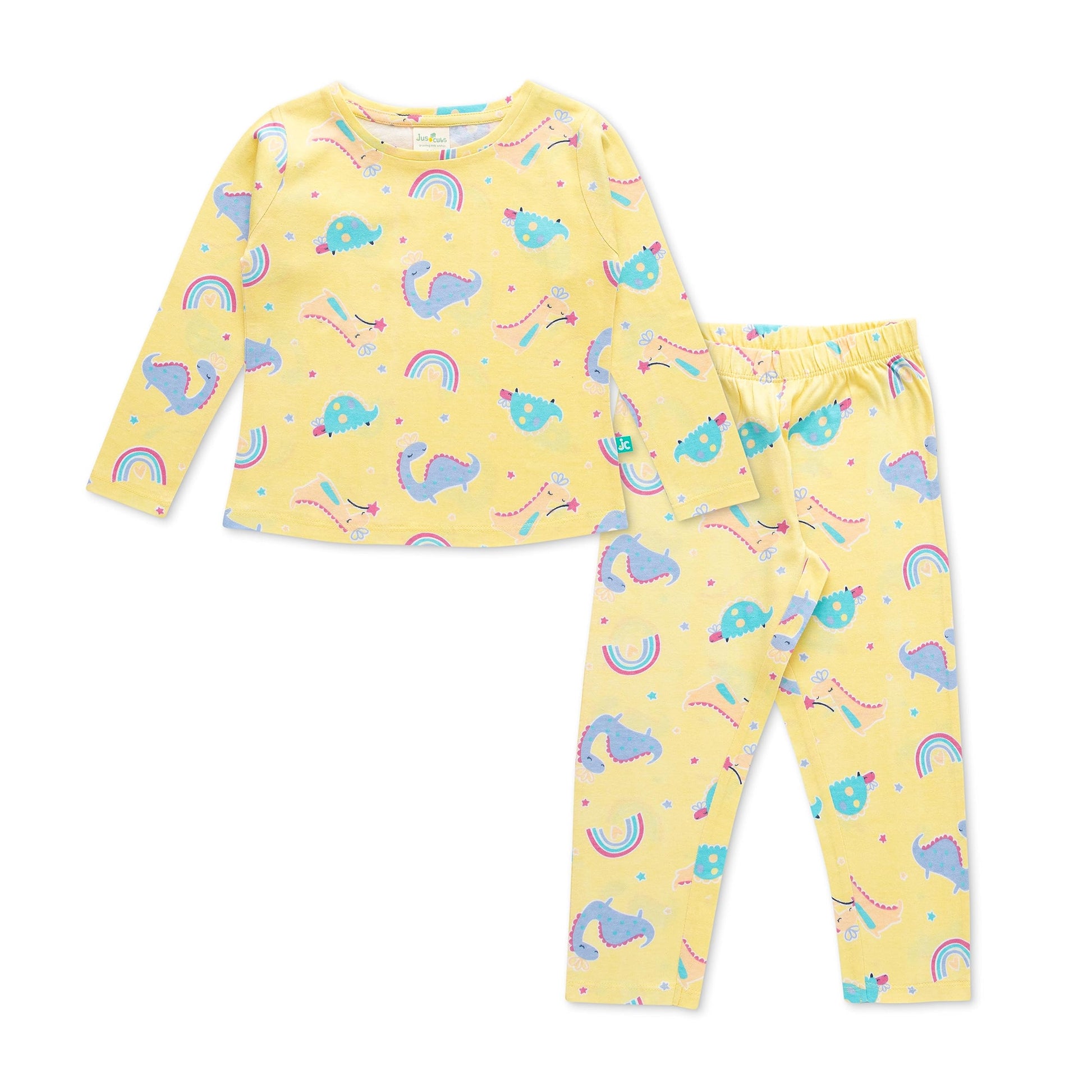 Jus Cubs Girls Jersey Toddlers All Over Print Nightwear  Yellow (Pack of 1)