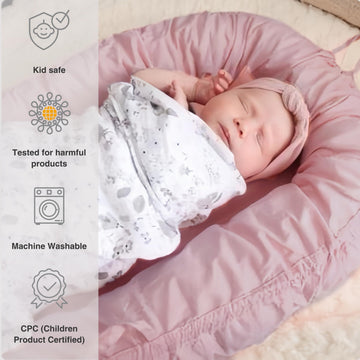 Coocoobaby Infant Lounger, Baby Nest Cover For Baby Girls & Boys, Newborn Essentials For Baby 0-12 Months, 100% Cotton Breathabl
