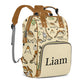 Personalized Diaper Bag Mommy Bag with Multi-function Shoulders Outdoor Backpack for Newborn Baby Boy Dinosaur, Customized Nappy