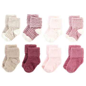 Hudson Baby Unisex Baby Cotton Rich Newborn And Terry Socks, Blush Pink Stripe, 0-6 Months
