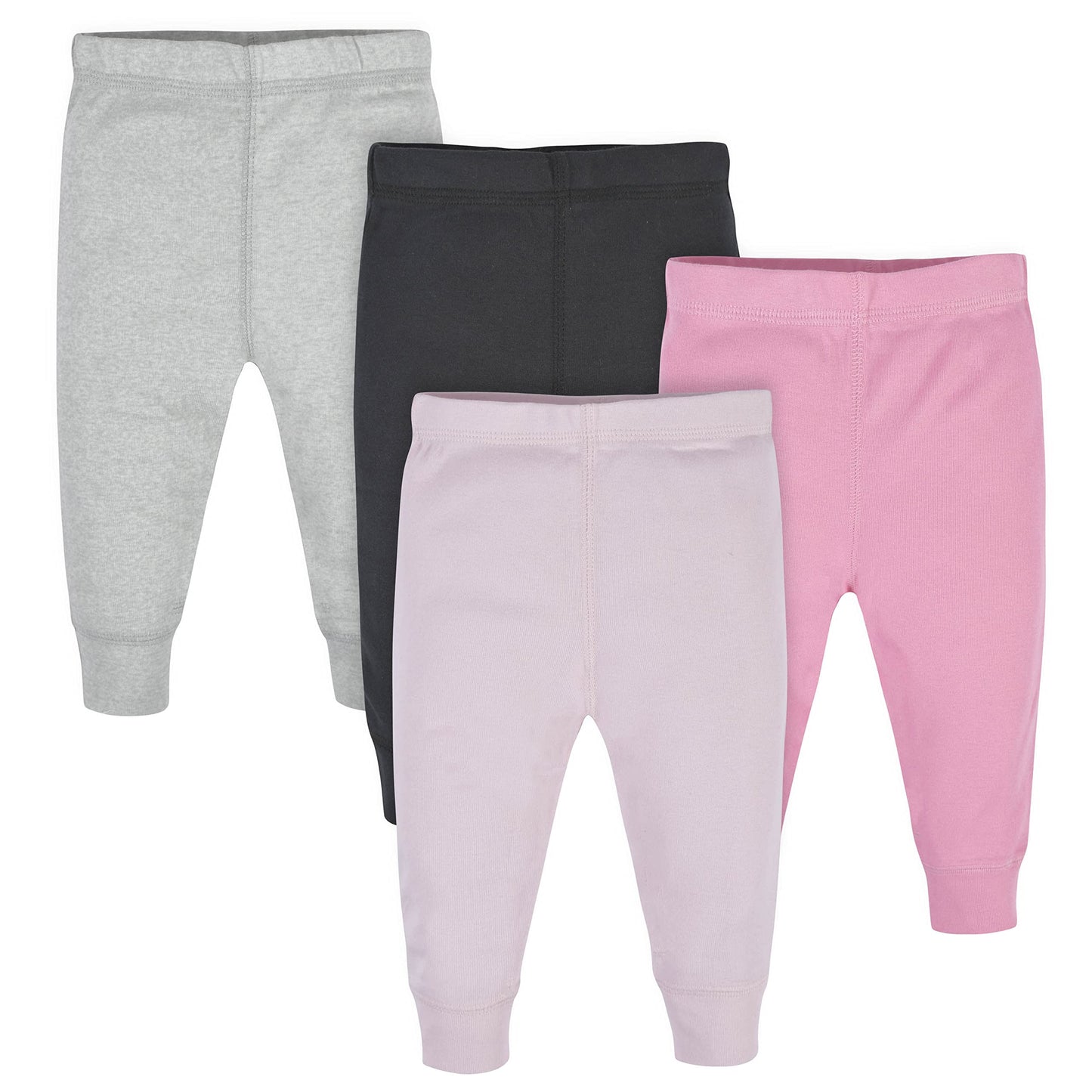 Gerber Baby Girls Multi-Pack Active Pants Set, Pink/Black/Gray, 6-9 Months