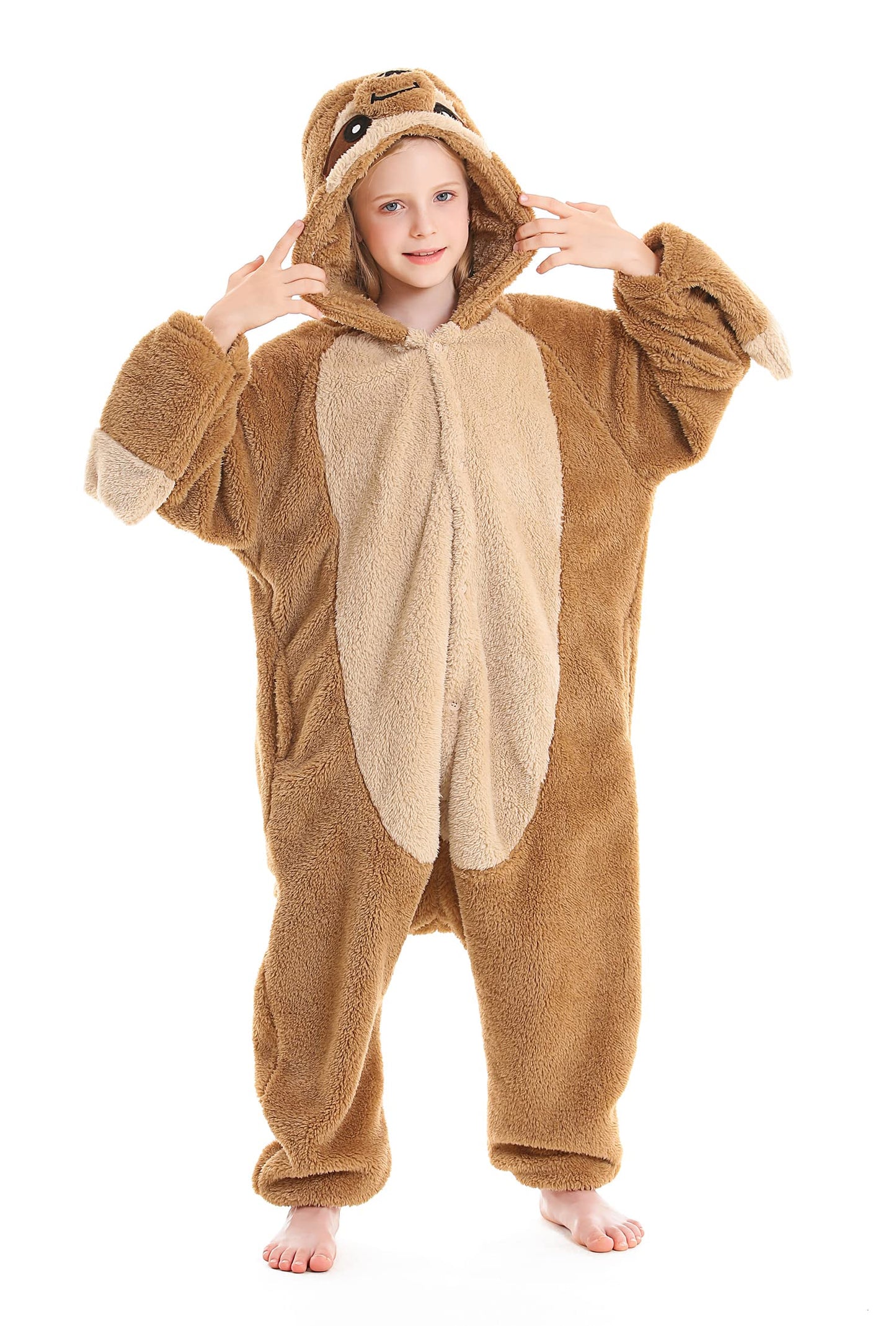 Atoz Onesie For Kids, Animal Pajamas Halloween Cosplay Costume For Girls Boys, Sloth 6-7Y