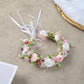Funsveta Baby Girls Flower Crown Flower Girl Headpiece Boho Little Wreaths For Weddings, Family Photography (Flower Red And Whit