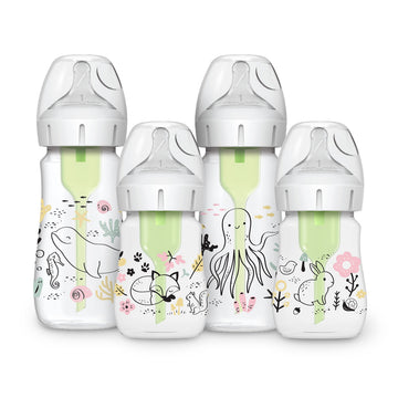 Dr. Browns Anti-Colic Options + Wide-Neck Baby Bottle Designer Edition, Woodland, 5 oz/150 mL + Ocean, 9oz/270mL, Level 1 Slow 