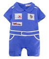 Stylesilove Baby Boy Short Sleeves Chic Car Racer Cotton Romper Halloween Baby Boy Clothes (Blue, 95/18-24 Months)