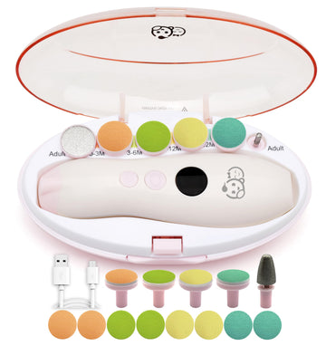 Rechargeable 22 In 1 Baby Nail Trimmer, Usage Labeled Case, 13 Extra Replacement Tools, Royal Angels Electric Nail File With Lcd