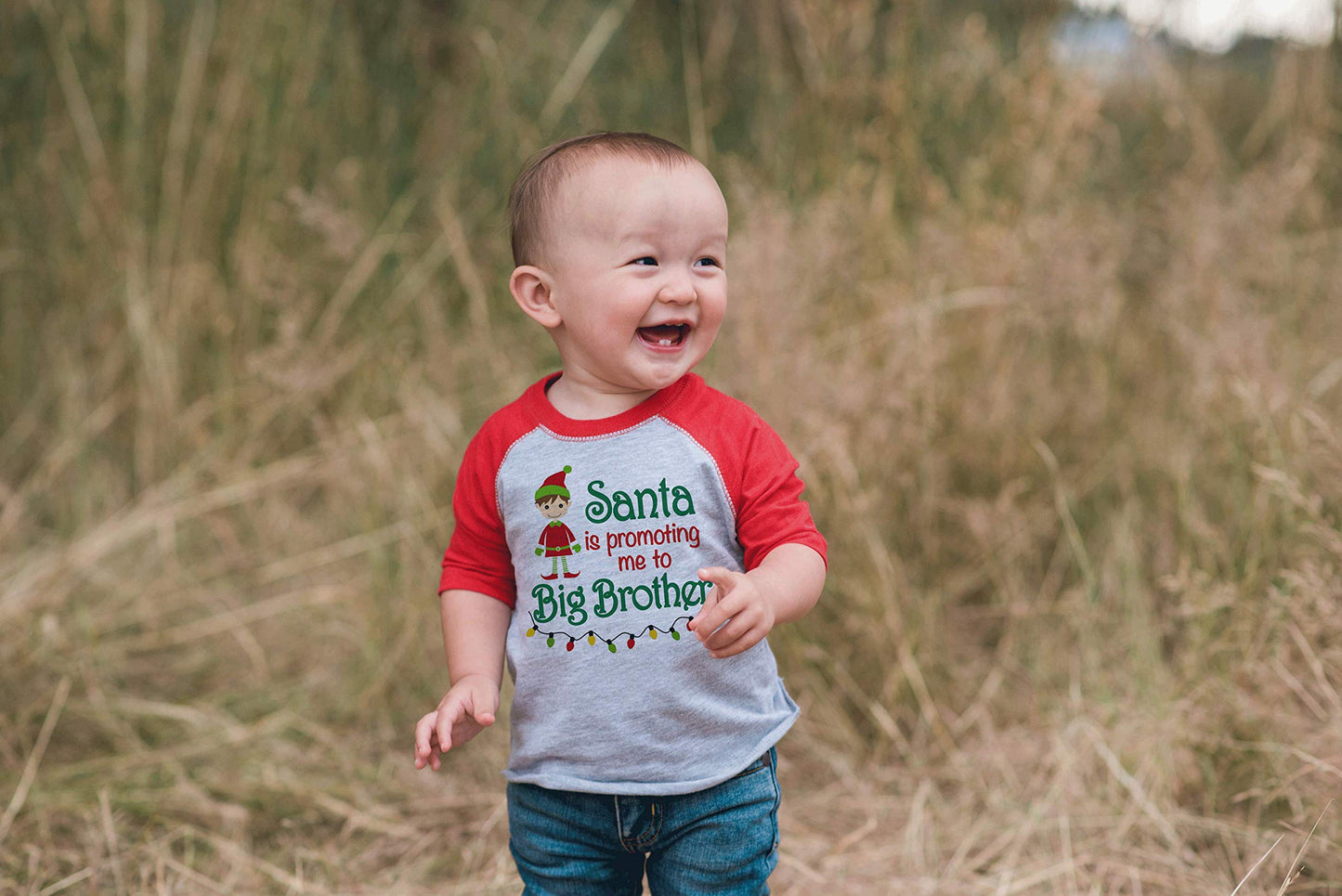 7 Ate 9 Apparel Kids Big Brother Christmas Raglan Shirt Red 18 Months