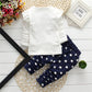 Cute Toddler Baby Girls Clothes Set Long Sleeve T-Shirt And Pants Kids 2Pcs Outfits(White+Navy,3T)