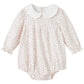 Pureborn Baby Girls Bodysuit Peter Pan Collar Bubble Romper Long Sleeve One-Piece Cotton Outfit Pink Flower 12-18 Months