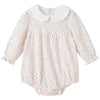 Pureborn Baby Girls Bodysuit Peter Pan Collar Bubble Romper Long Sleeve One-Piece Cotton Outfit Pink Flower 3-6 Months