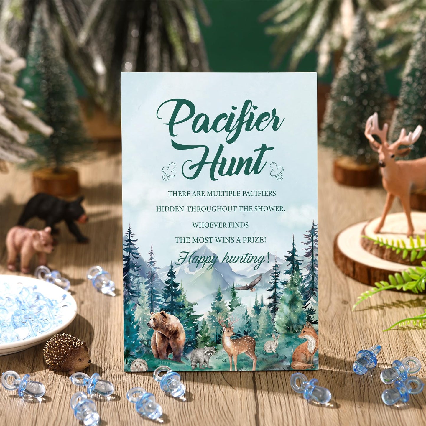 Thyle 51 Pcs Pacifier Hunt Baby Shower Games Include Hunt Sign And 50 Acrylic Pacifiers For Baby Shower Game Decoration Gift Set