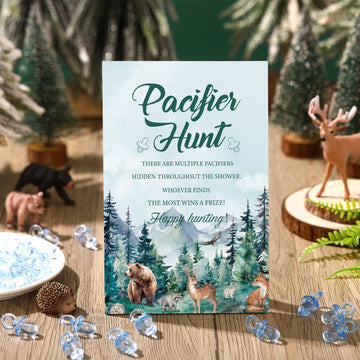 Thyle 51 Pcs Pacifier Hunt Baby Shower Games Include Hunt Sign And 50 Acrylic Pacifiers For Baby Shower Game Decoration Gift Set