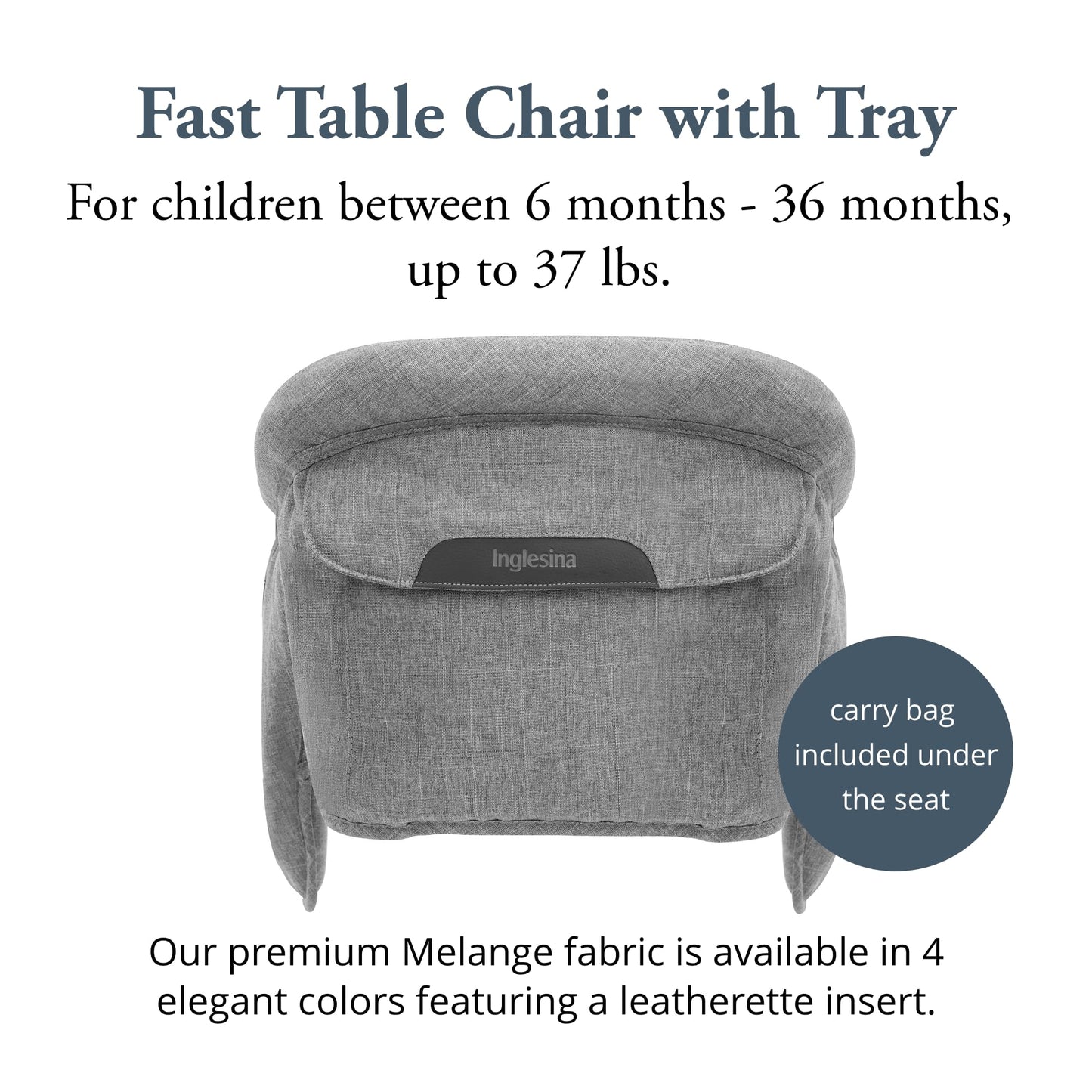 Inglesina Fast Table Chair - Stone Gray Melange + Fast Dining Tray - Portable High Chair For Baby Toddlers Infant, 6-36 Months -