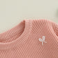 Amnnchya Toddler Infant Baby Girl Knit Sweater Big Sister Little Sister Matching Outfits Long Sleeve Pullover Sweatshirt (Pink B