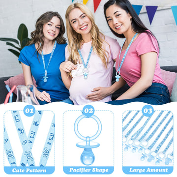 Coume 60 Pieces Baby Shower Pacifiers Necklace Acrylic Pacifiers Necklace Charm Party Favors For Girls Boys Baby Shower Party De