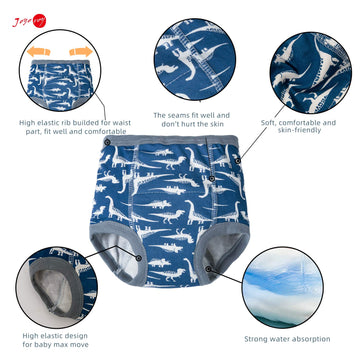 Joyo Roy 4Pcs Potty Training Underwear For Boys 100% Cotton Soft Super Absorption Thick Padded Toilet Training Pants Comfortable