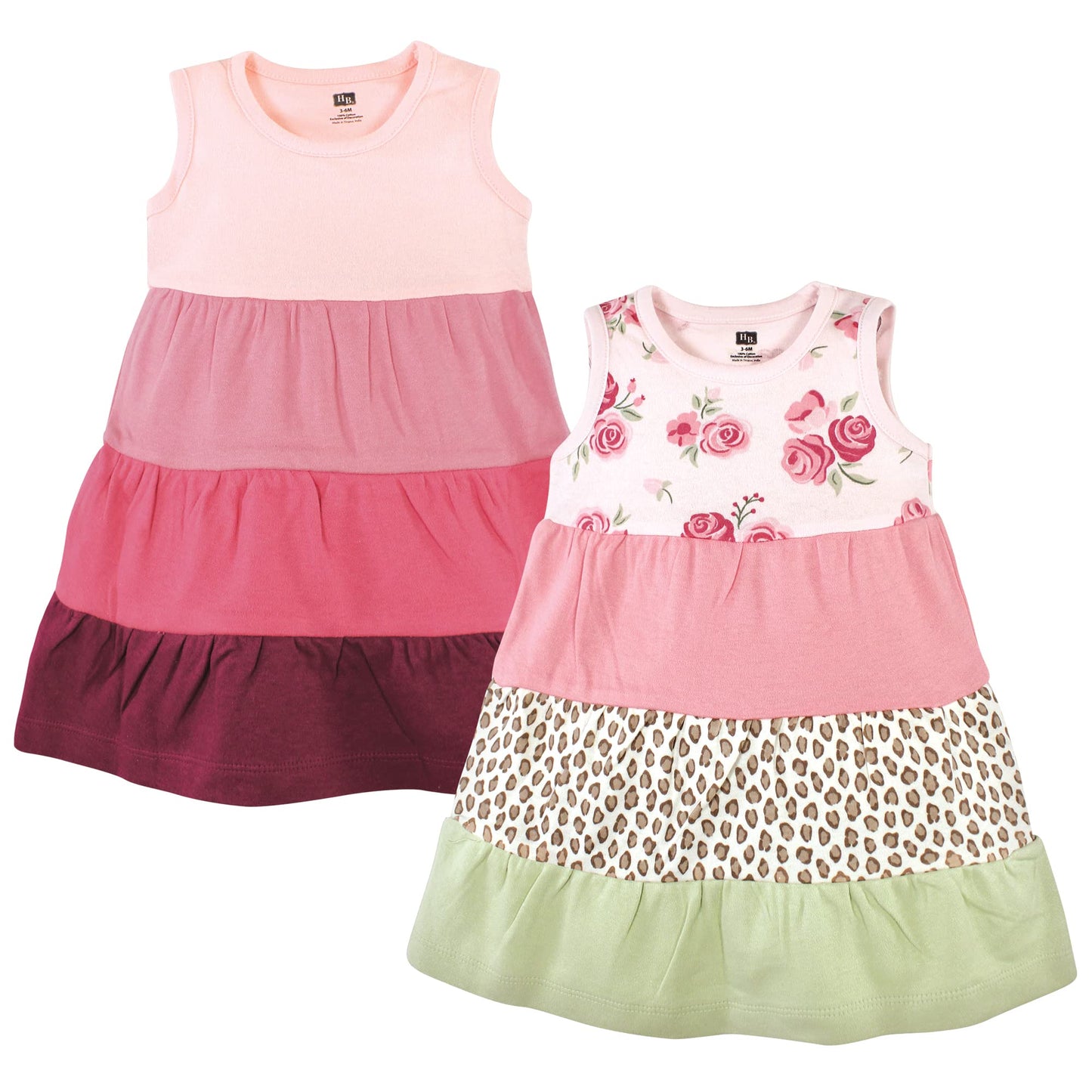 Hudson Baby Girls' Toddler Cotton Dresses, Multicolor Blush Rose Leopard, 3T