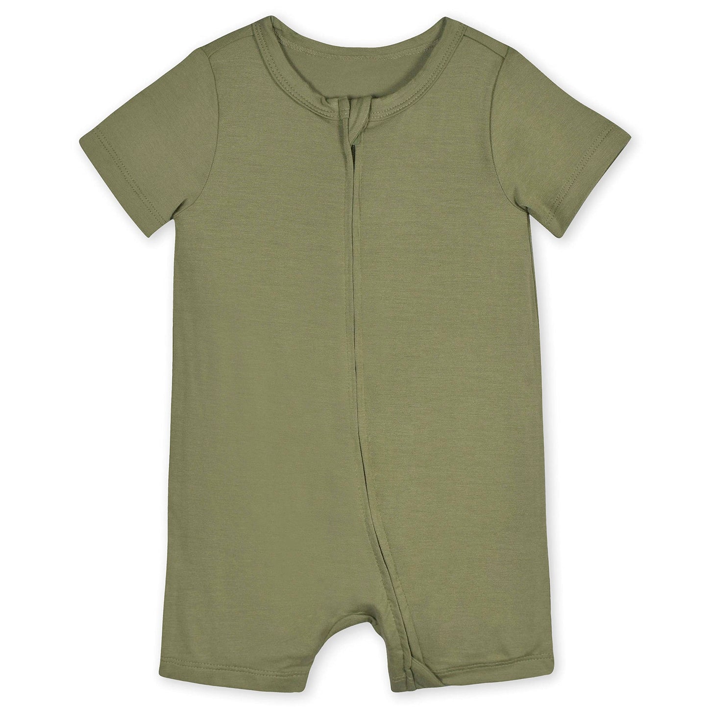 Gerber Unisex Baby Buttery-Soft Short Sleeve With Viscose Made Eucalyptus Romper, Moss, 12 Months Us