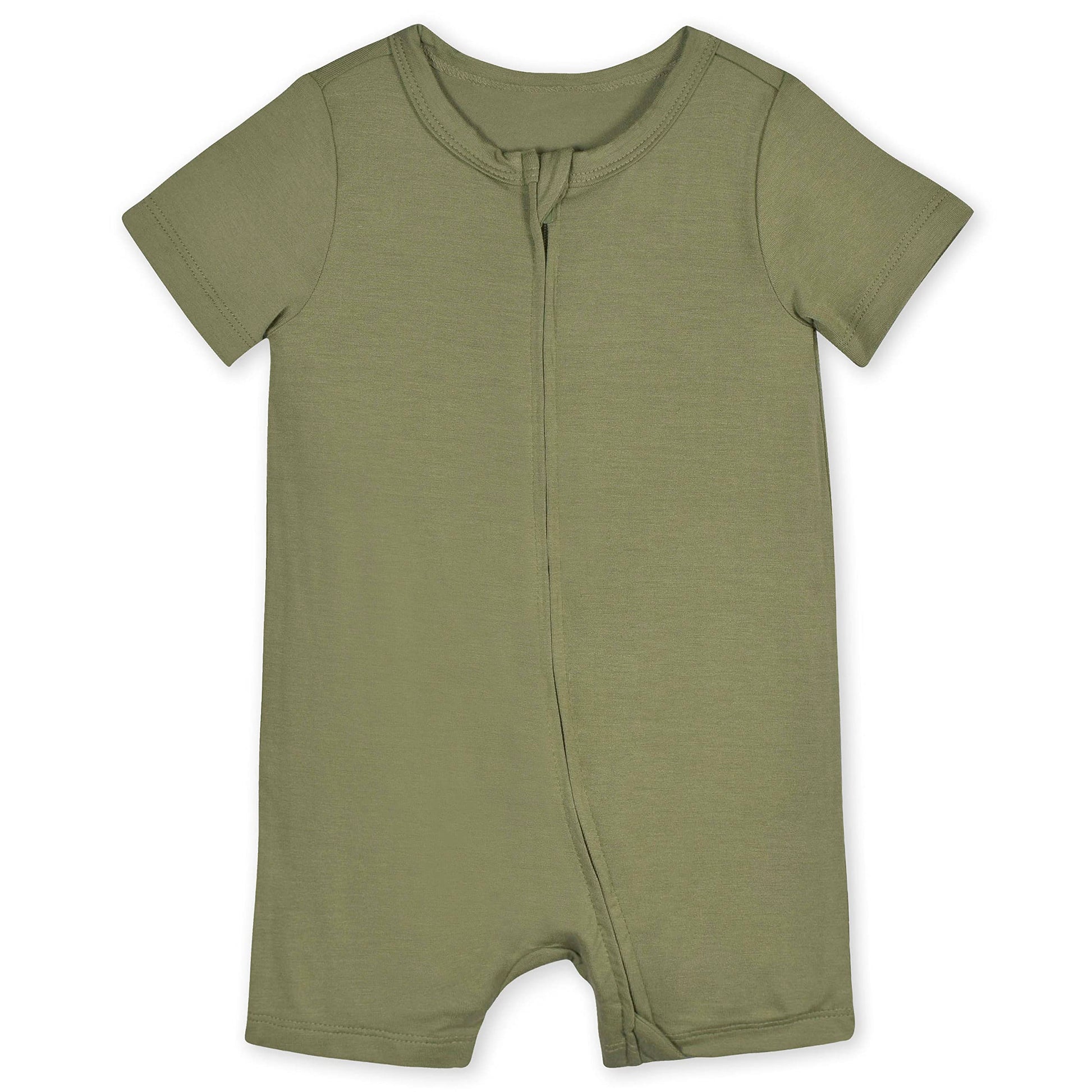 Gerber Unisex Baby Buttery-Soft Short Sleeve With Viscose Made Eucalyptus Romper, Moss, 18 Months Us