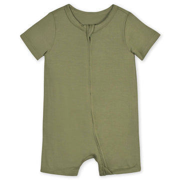 Gerber Unisex Baby Buttery-Soft Short Sleeve With Viscose Made Eucalyptus Romper, Moss, 18 Months Us