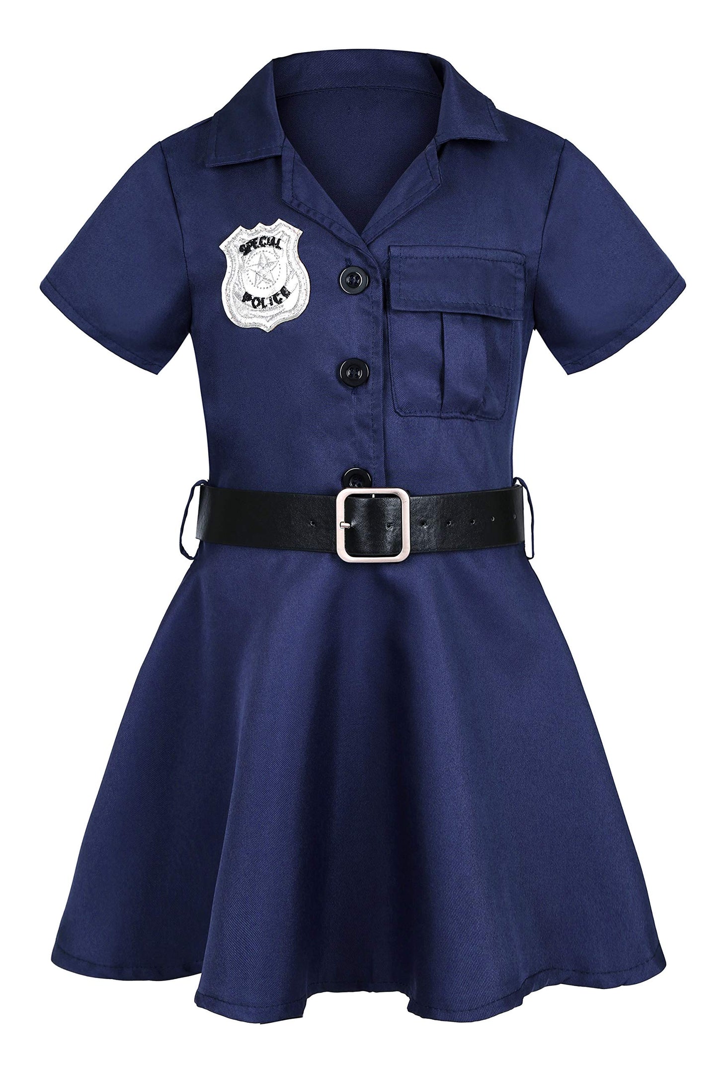 Getyothtop Girls Police Officer Costume Halloween Cosplay Costume (9-10 Years), Blue