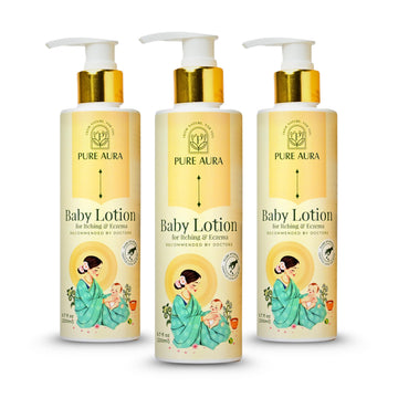 Pure Aura Baby Lotion For Itching & Eczema Relief (Pack Of 3, 200Ml) | Ayurvedic & Chemical-Free | Safe For Newborns & Kids | Do