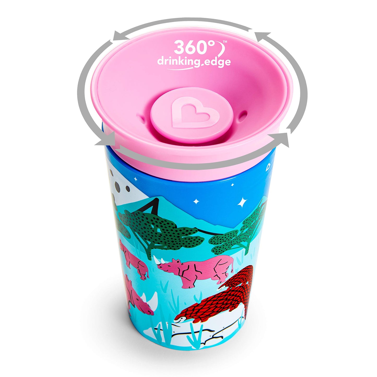 Munchkin Miracle 360 Wildlove Sippy Cup, 9 Oz, 2 Pack, Tiger/Rhino