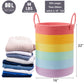 Mojoscend 80L Extra Large Rainbow Laundry Hamper Basket For Girls Kids Tall Unicorn Baby Nursery Hamper For Clothes Woven Roper