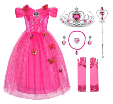 Jerrisapparel Flower Girls Dress Princess Costume Butterfly Girl (4 Years, Pink With Accessories)