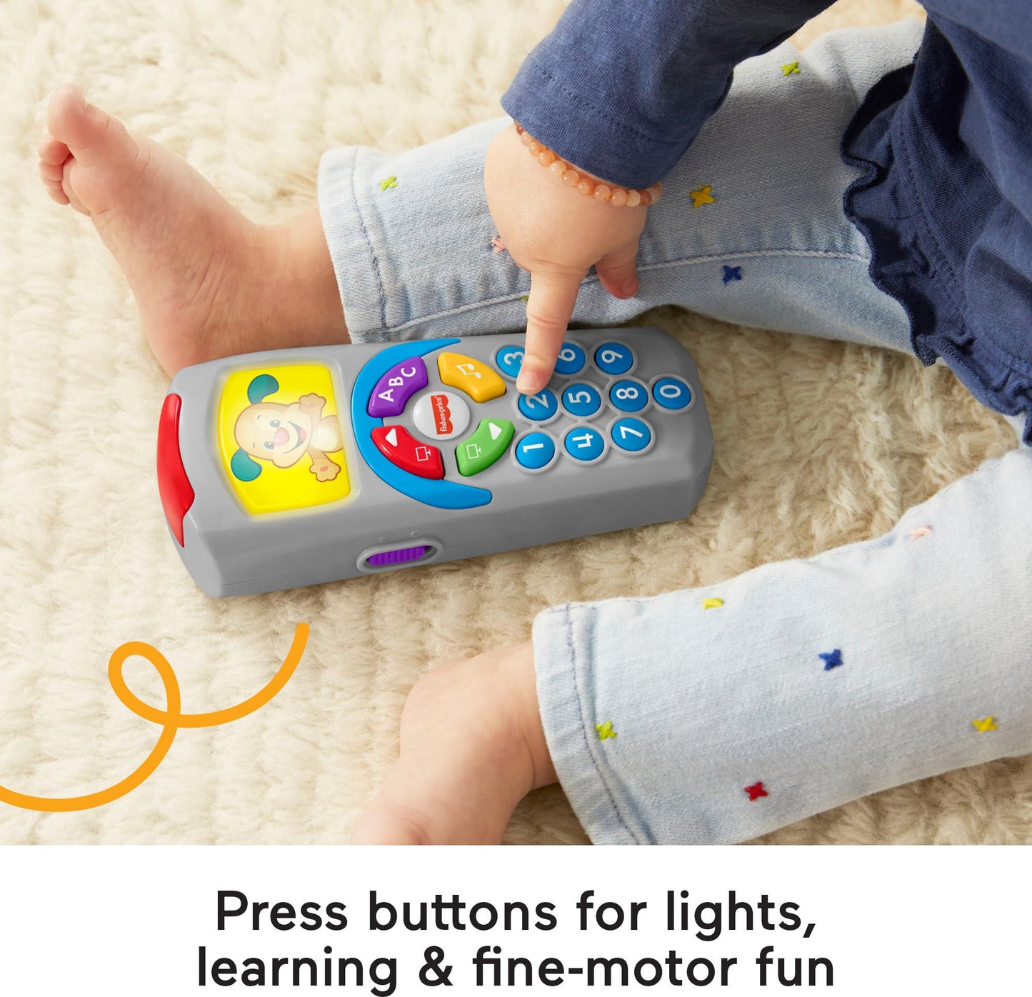 Fisher-Price Baby Learning Toy Laugh & Learn Puppys Remote Pretend TV Control with Music & Lights for Developmental Play Infants