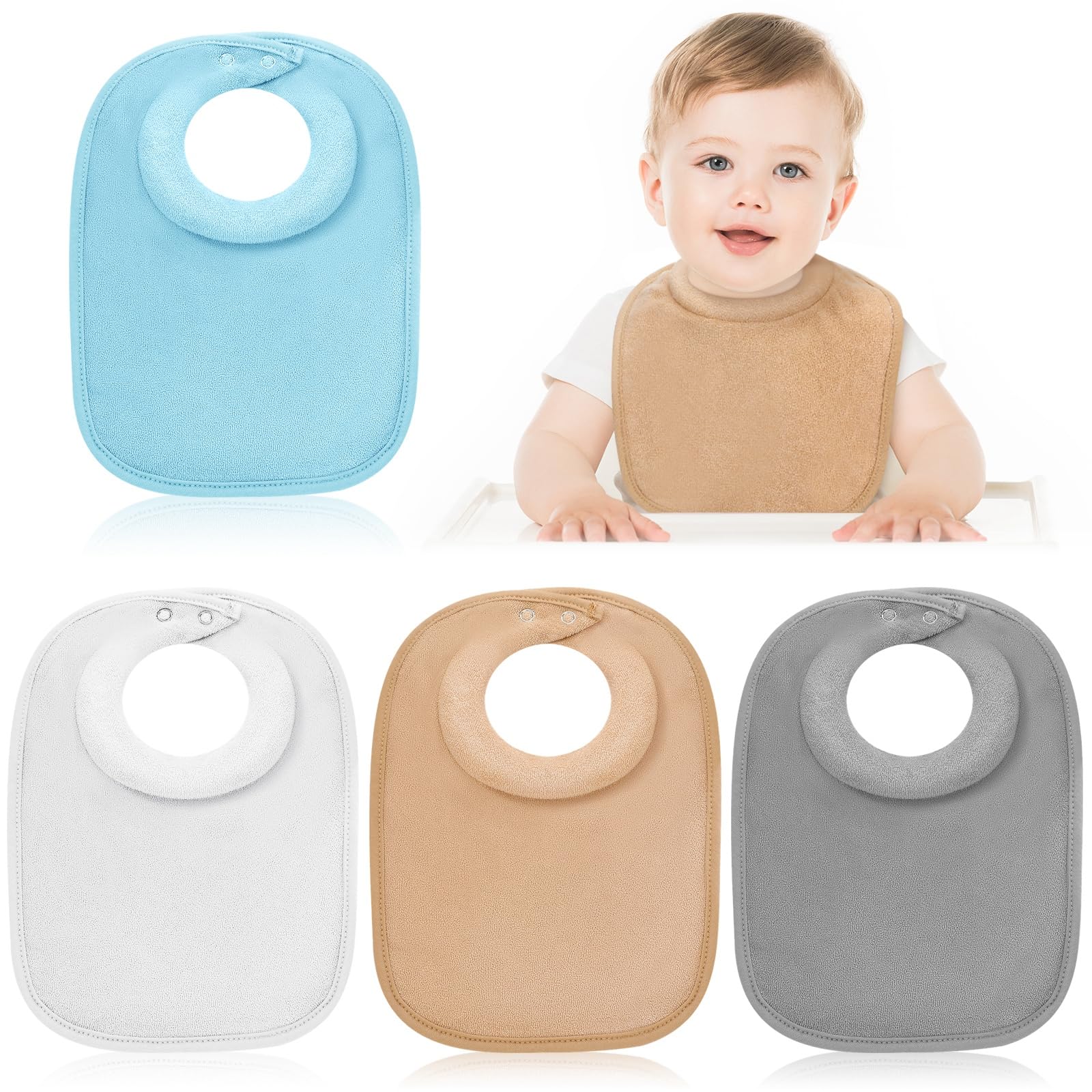 Twistover 4 Pcs Baby Feeding Bibs For Drooling And Teething Comfi Neck Baby Bib With Padded Collar Absorbent(Boy Color)