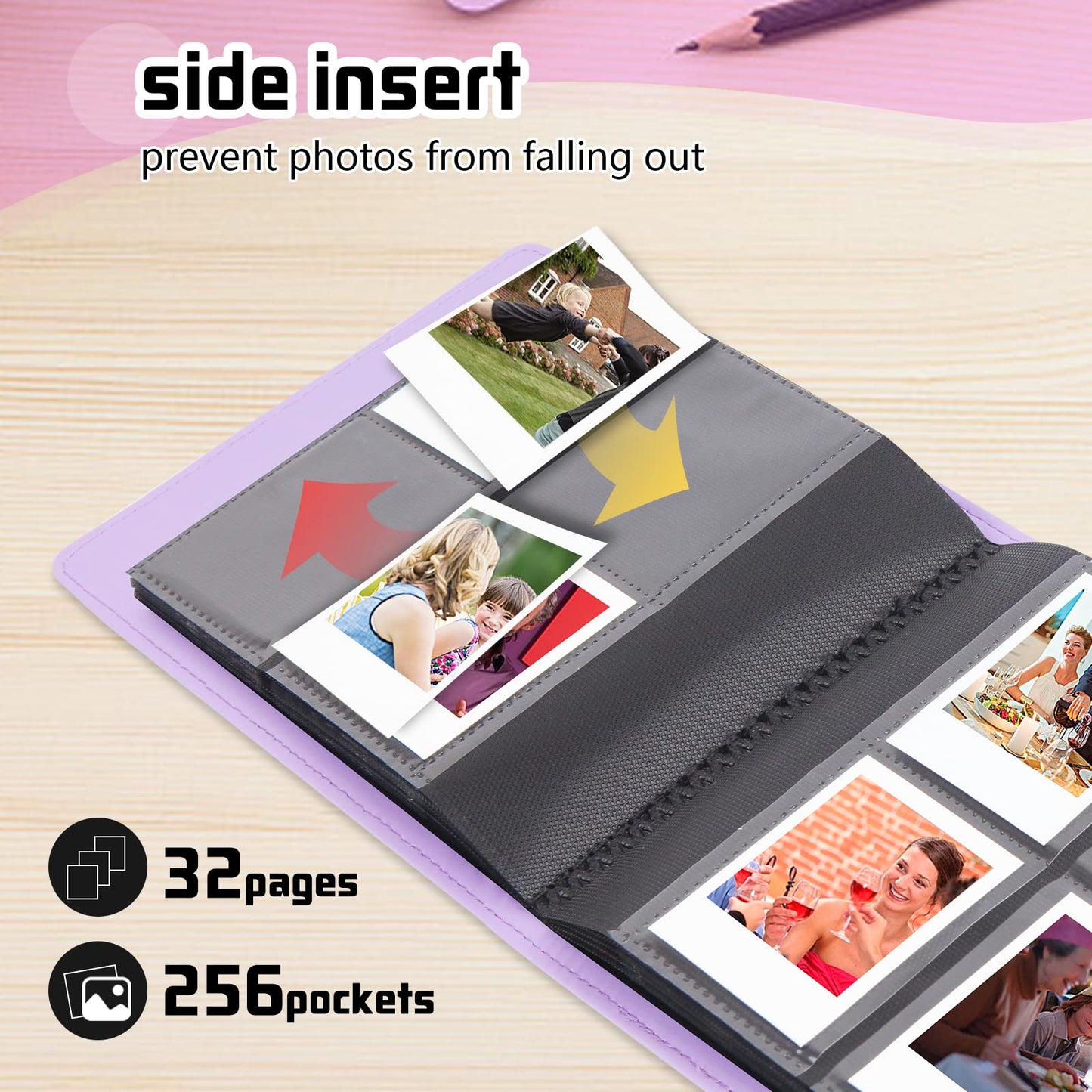 256 Photos Album For Polaroid Go Everything Box Camera And Instant Film,Polaroid Go Photo Album Book (Purple)