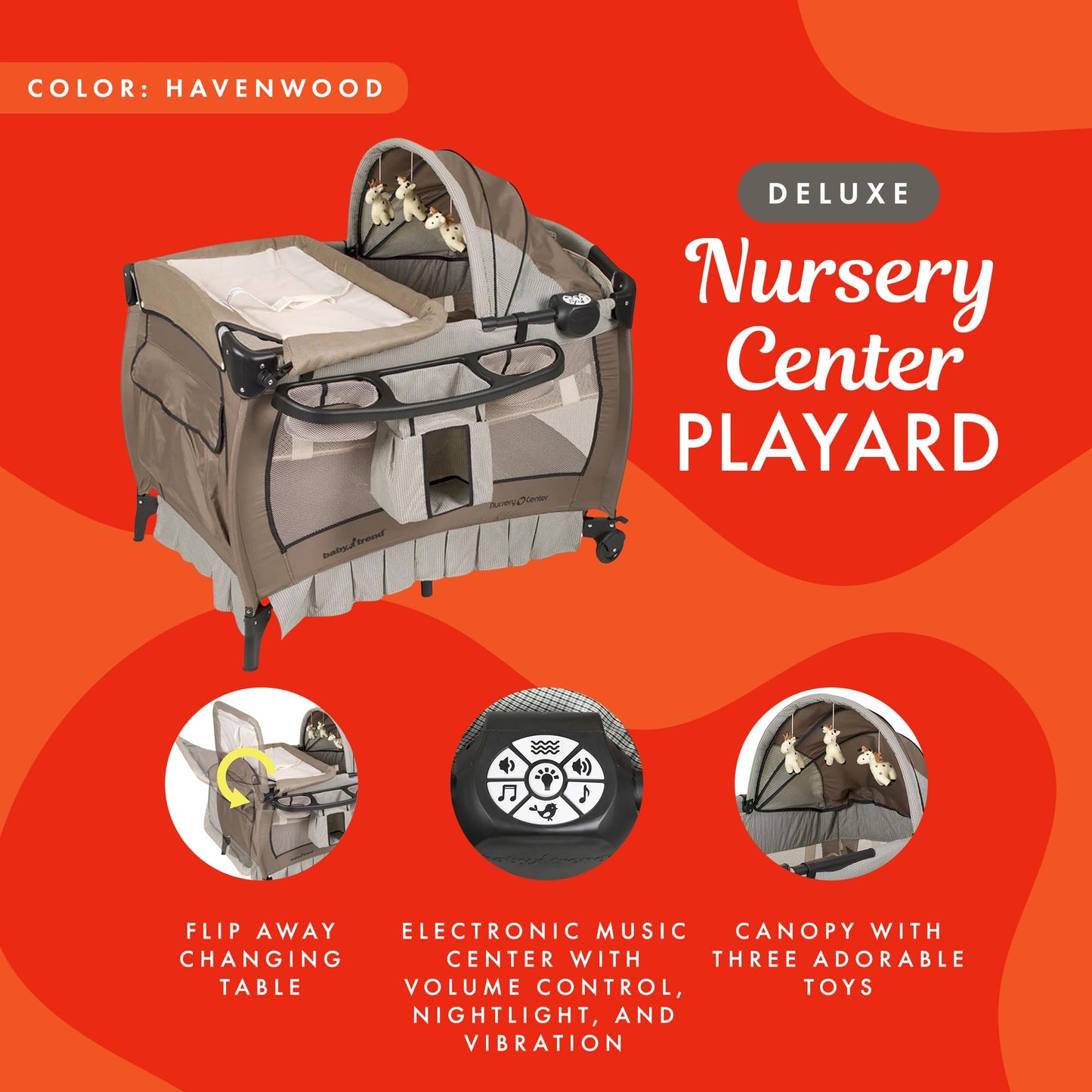 Baby Trend Deluxe Nursery Center Playard, Havenwood
