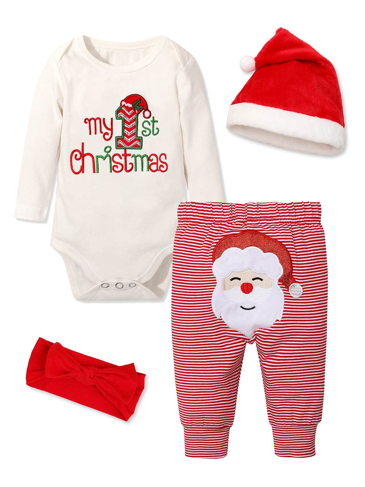 Abbence My First Christmas Baby Girl Boy Outfit,Baby 1St Christmas Newborn 4Pcs 0-3 Months
