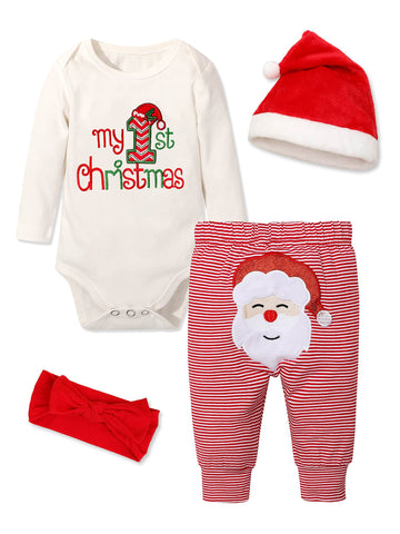 Abbence My First Christmas Baby Girl Boy Outfit,Baby 1St Christmas Newborn 4Pcs 0-3 Months