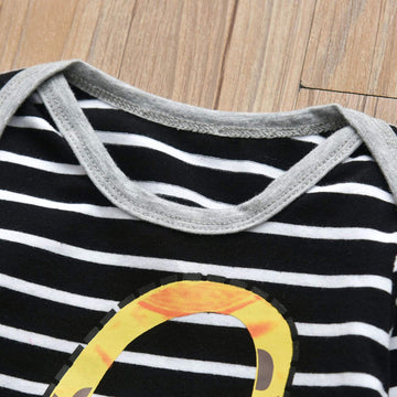 3Pcs Newborn Baby Boy Clothes Giraffe Printed Long Sleeve Stripe T-Shirt Pants And Hat Outfit Set (3-6 Months)