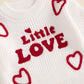 Toddler Baby Girl Valentines Day Outfit Little Love Heart Knit Sweater Long Sleeve Crewneck Pullover Fall Cute Top (White Little