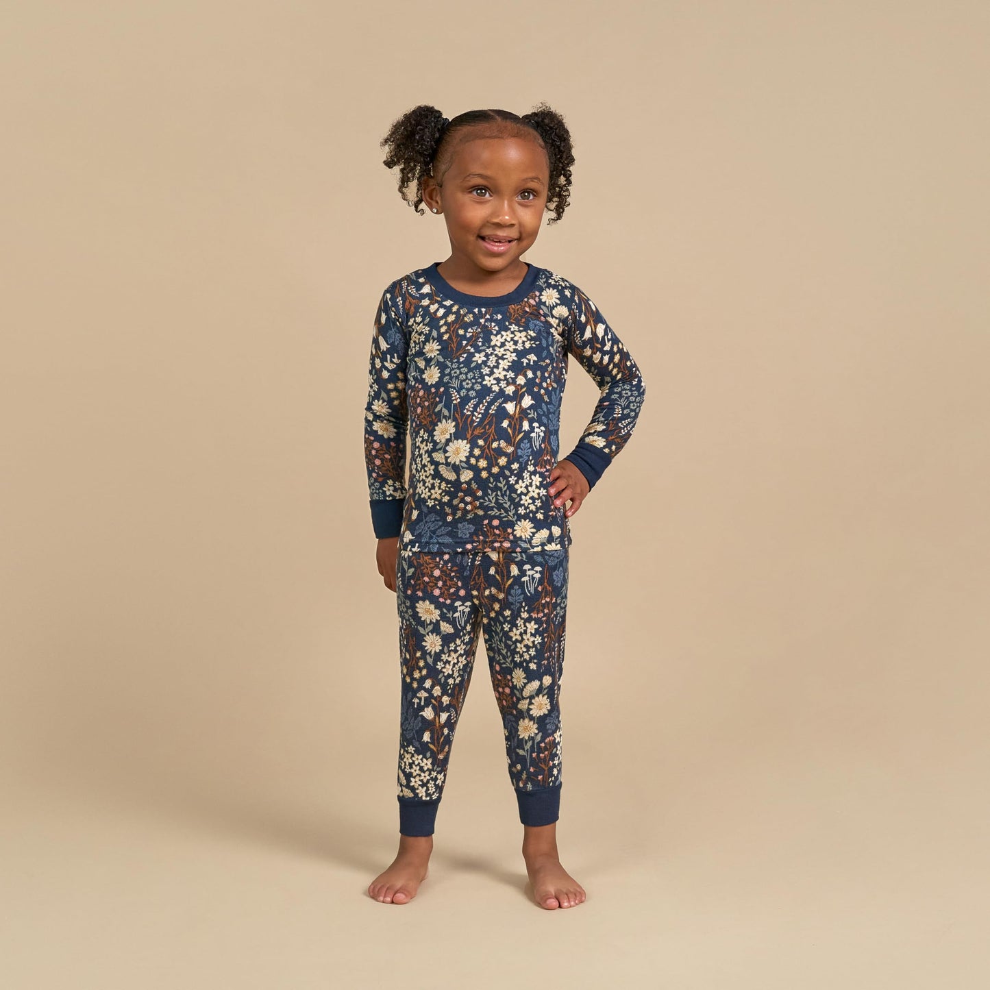 Modern Moments By Gerber Baby Hacci Snug Fit 2-Piece Pajama Set, Navy Floral, 12 Months