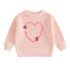 Nokpsedcb Baby Girl Cute Long Sleeve Heart Flowers Embroidery Oversized Sweater Toddler Valentine Outfit (Light Pink, 12-18 Mont
