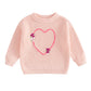 Nokpsedcb Baby Girl Cute Long Sleeve Heart Flowers Embroidery Oversized Sweater Toddler Valentine Outfit (Light Pink, 3-4 Years)