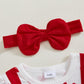 Baby Girl Valentine Outfit - Heart Romper Dress & Onesie For Newborns (Red, 9-12 Months)